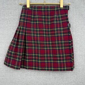 Vtg John Morrison Edinburgh Plaid Kilt Skirt Wool Pleated Scotland Sz 5/6 Belted